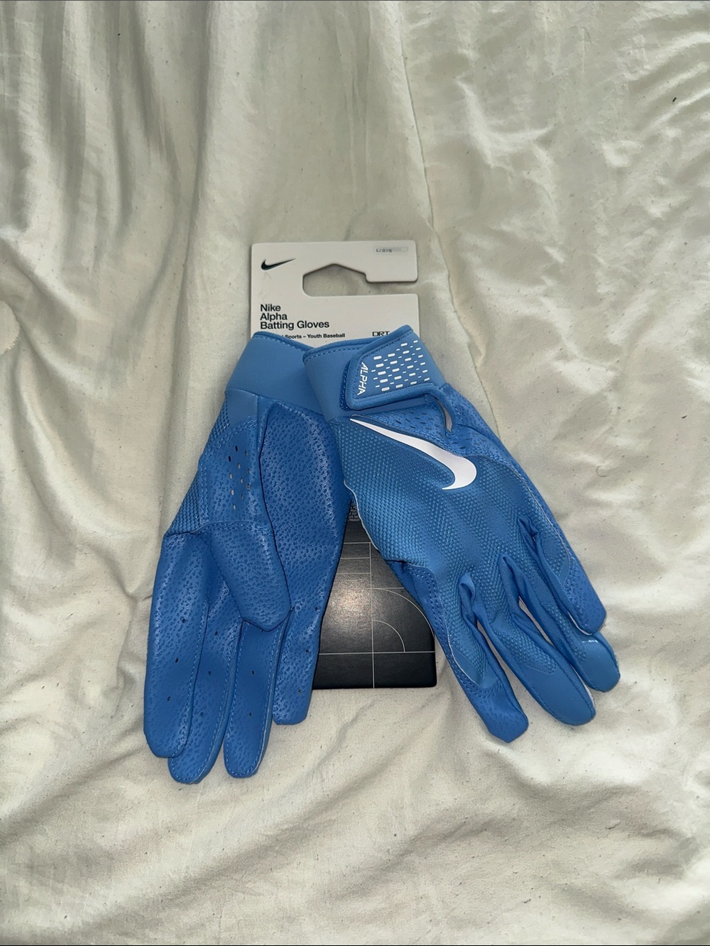 Nike Blue Batting Gloves with White Swoosh